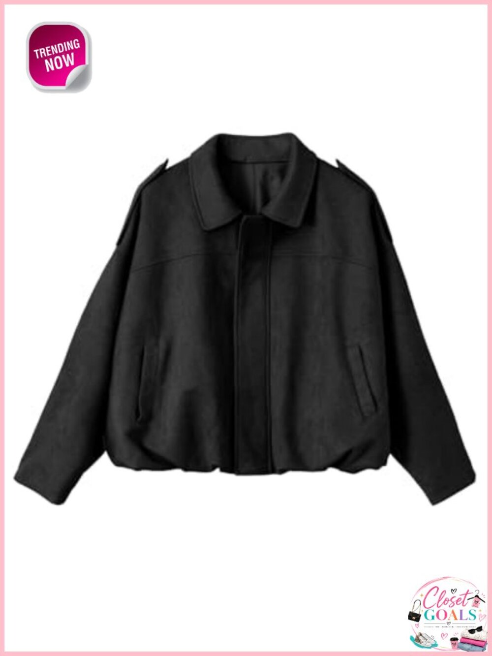 Faux Suede Cropped Bomber Jacket Womens Fall Coat with Pockets